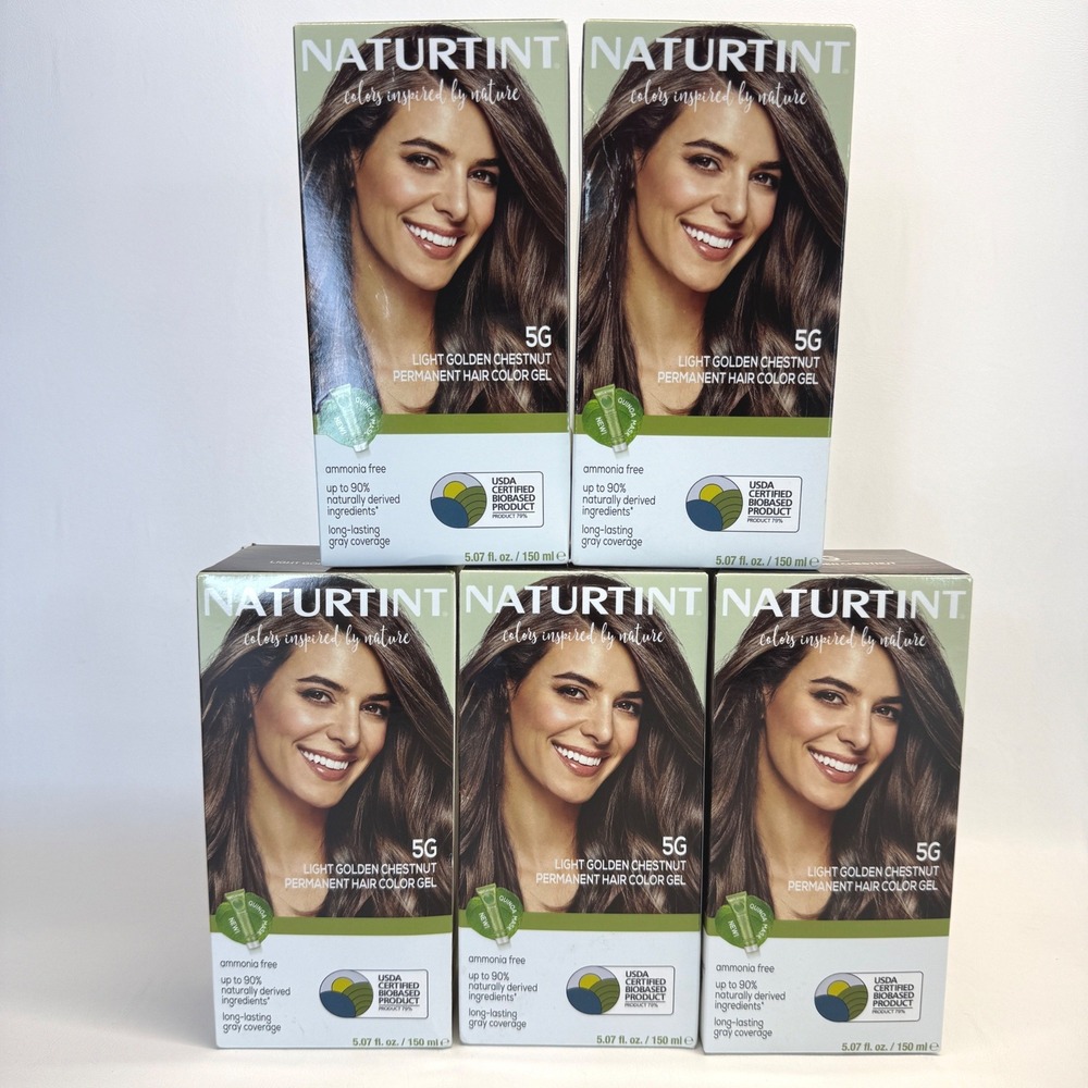 Naturtint 5G Light Golden Chestnut Permanent Hair Color Gel 5.07oz 5-Pack Bundle